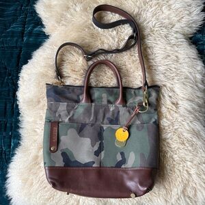 R.Riveter Otto Carry All Canvas Tote Camo w/ Leather Trim
